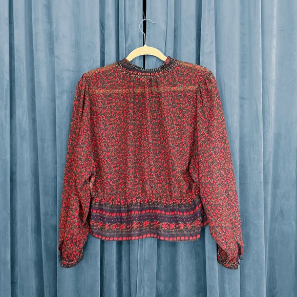 Free People If I Had You Peplum Blouse Red Size M - Picture 2 of 6